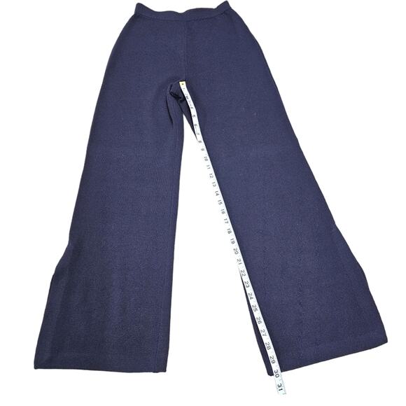 St John Pants Womens Size 2 Santana Knit Blue Pull On Evening Split Wide Leg - Picture 11 of 13